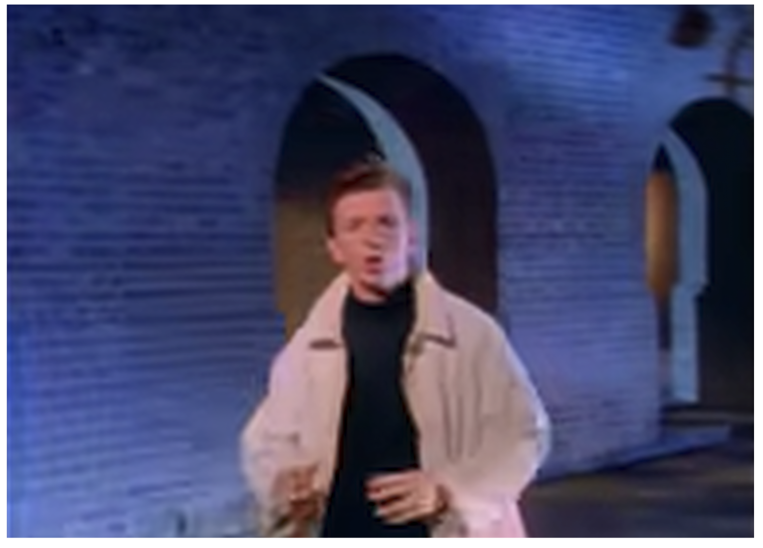 Frame from Rick Astley's Never Gonna Give You Up decoded by our accelerated dav1d